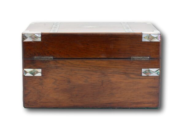 Rear of the Rosewood and Mother of Pearl Jewellery Box