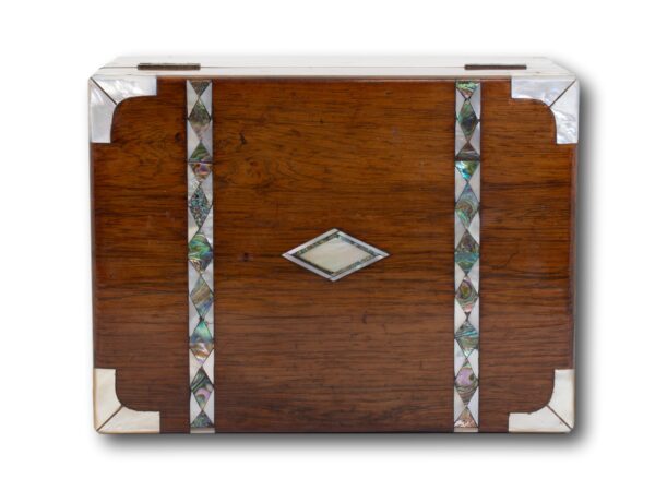 Lid of the Rosewood and Mother of Pearl Jewellery Box