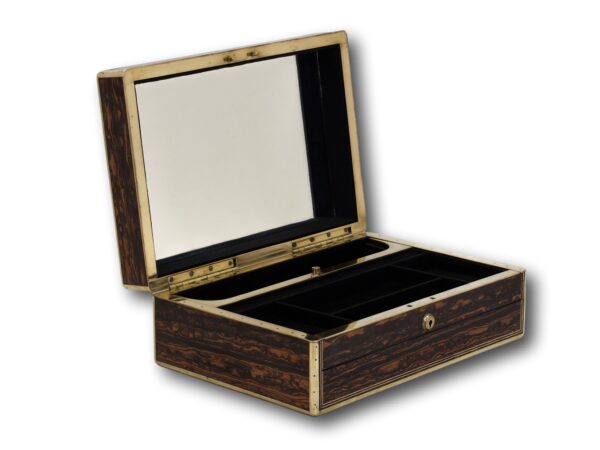 Front overview of the Unusual Calamander Jewellery Box with the lid up