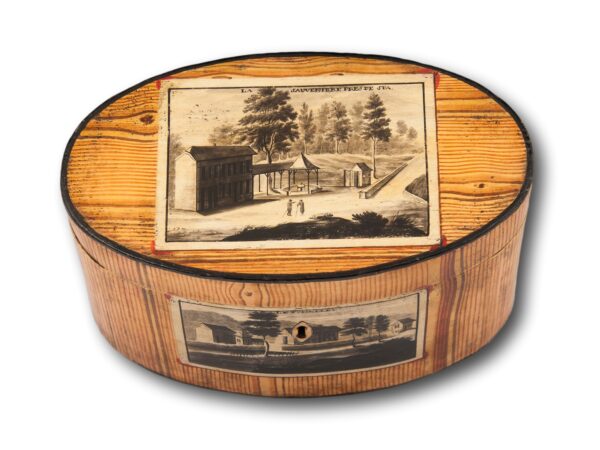 Lid of the Antique Oval Spa Tea Caddy