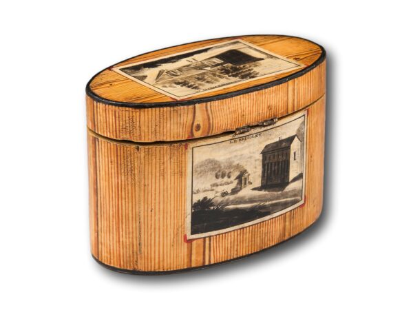 Rear overview of the Antique Oval Spa Tea Caddy