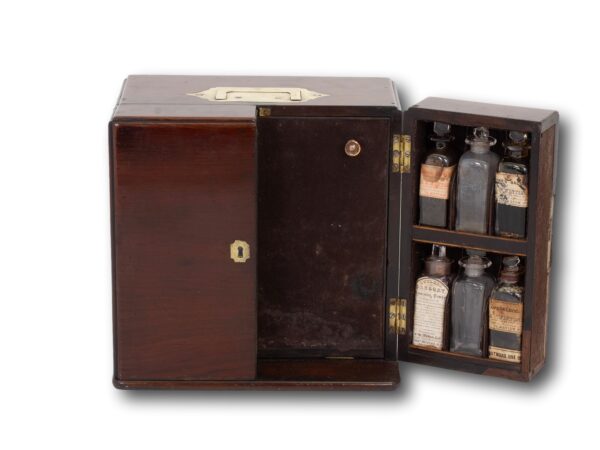 Front of the Mahogany Apothecary Cabinet with the right door open