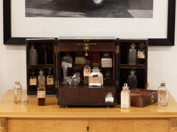 Lifestyle shot of the Mahogany Apothecary Cabinet