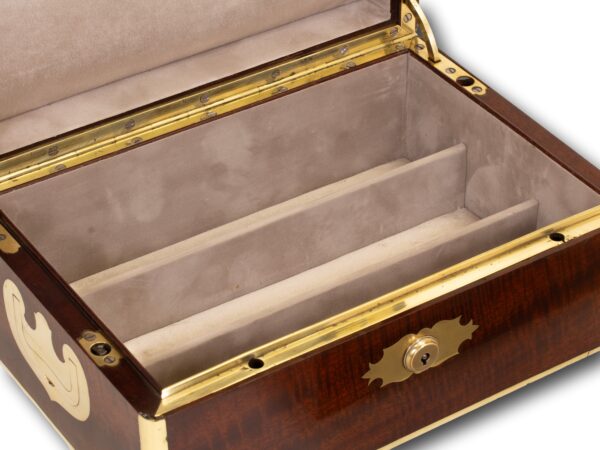 View of the interior of the Antique Mahogany Jewellery Watch Box