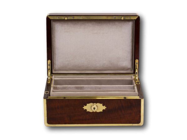 Front of the Antique Mahogany Jewellery Watch Box with the lid up