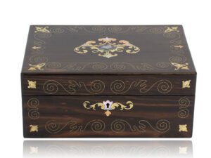 Front of the Coromandel and Mother of Pearl Jewellery Box