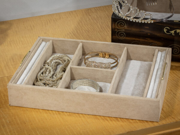 Overview of the Coromandel and Mother of Pearl Jewellery Box in a lifestyle shot