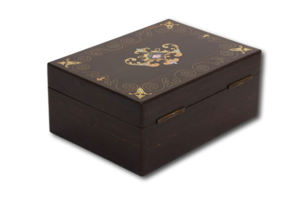 Rear overview of the Coromandel and Mother of Pearl Jewellery Box