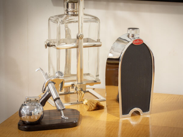 Lifestyle photo of the French Bugatti Radiator Decanter