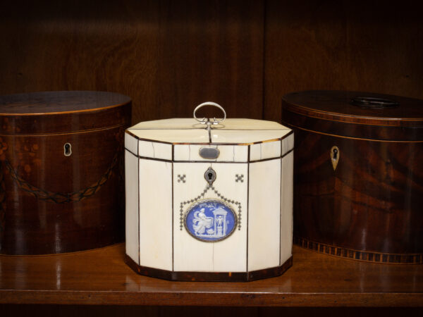 Lifestyle shot of the Georgian Ivory and Tortoiseshell Tea Caddy