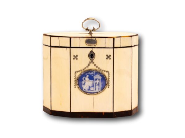 Front of the Georgian Ivory and Tortoiseshell Tea Caddy