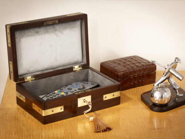 Lifestyle shot of the Antique Mahogany Jewellery Box in various uses