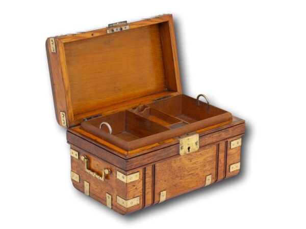 Front overview of the Novelty Oak Cigar Trunk Humidor with the lid up