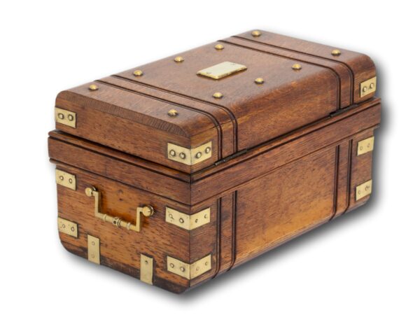 Rear overview of the Novelty Oak Cigar Trunk Humidor