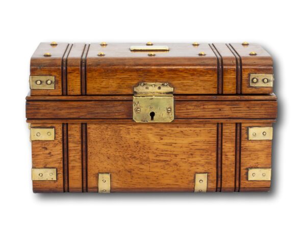 Front of the Novelty Oak Cigar Trunk Humidor