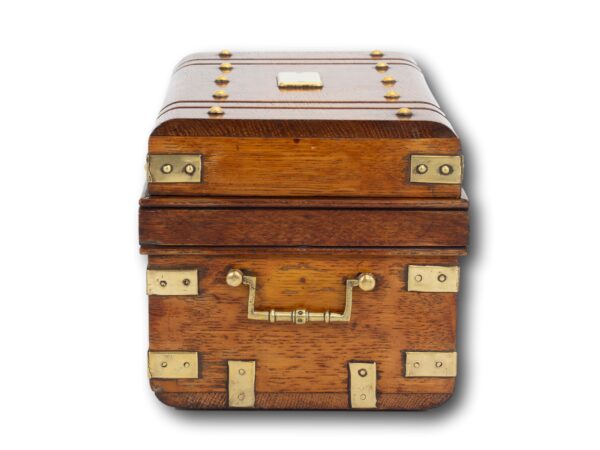 Side of the Novelty Oak Cigar Trunk Humidor