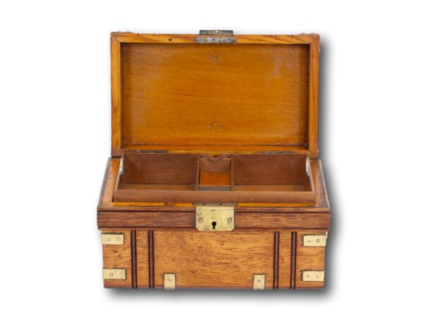 Front of the Novelty Oak Cigar Trunk Humidor with the lid up