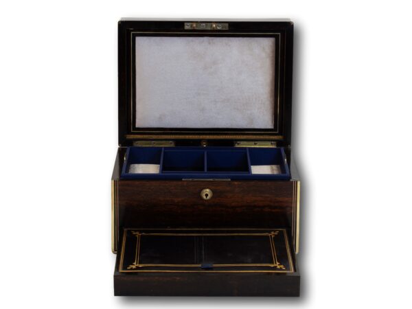 Front of the Antique Coromandel Jewellery Box Austin Dublin with the tray removed