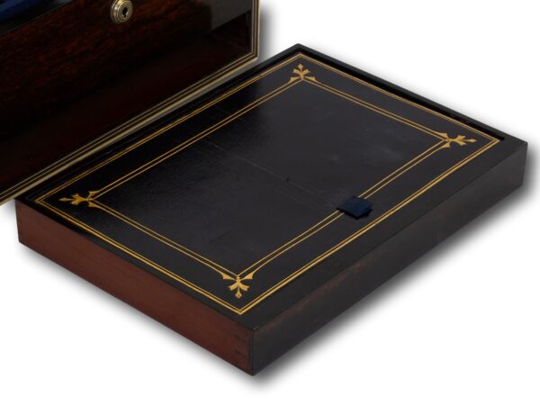 Close up of the removable jewellery tray in the Antique Coromandel Jewellery Box Austin Dublin