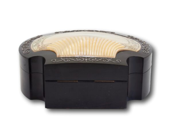 Rear overview of the Coromandel and Mother of Pearl Jewellery Box Briggs