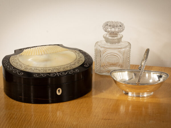 Coromandel and Mother of Pearl Jewellery Box by Briggs in a decorative lifestyle setting