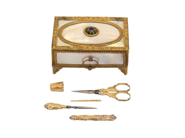 Front of the Palais Royal Necessaire Sewing Box with the tools removed