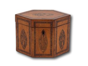 Front of the Antique Harewood Tea Caddy