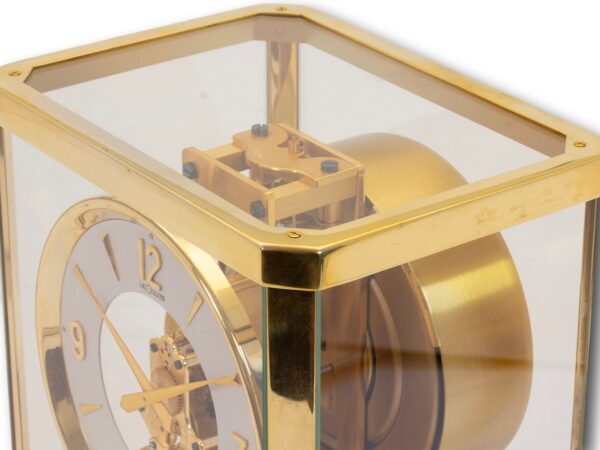 Close up of the side of the Jaeger-LeCoultre Early Atmos Clock