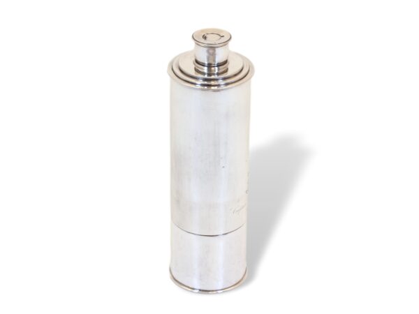 Side overview of the Novelty Silver Plate Telescope Flask