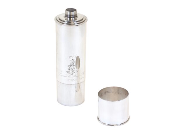 Novelty Silver Plate Telescope Flask with the cup removed