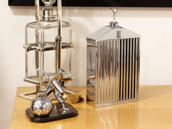 Classic Stable Rolls Royce Radiator Decanter in a decorative setting