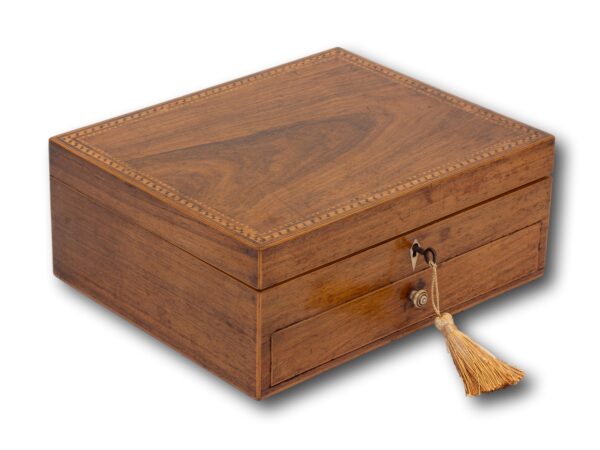 Front overview of the Antique Rosewood Sewing Box