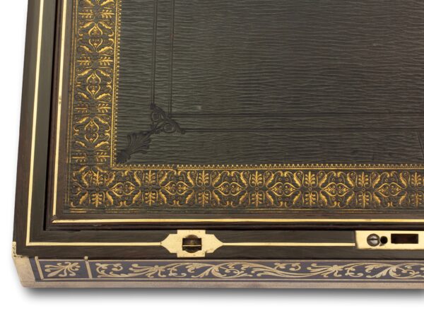 Close up of the writing slope in the Antique Rosewood Writing Box William Chrisp