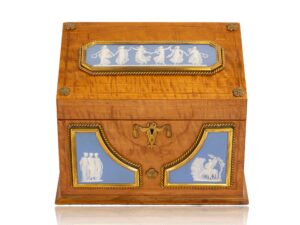 Front of the Satinwood and Biscuit Porcelain Stationery Box