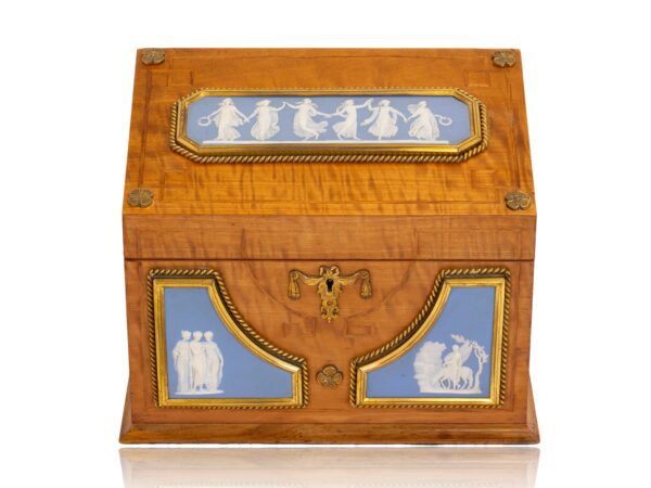 Front of the Satinwood and Biscuit Porcelain Stationery Box