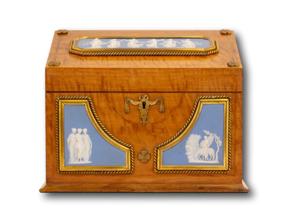 Front of the Satinwood and Biscuit Porcelain Stationery Box