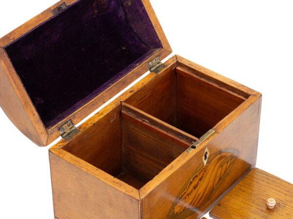 Close up of the tea caddy compartments