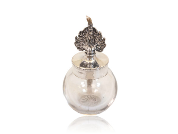 Front of the Sterling Silver and Glass Grenade Table Lighter