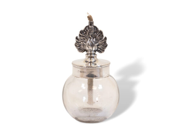 Front of the Sterling Silver and Glass Grenade Table Lighter