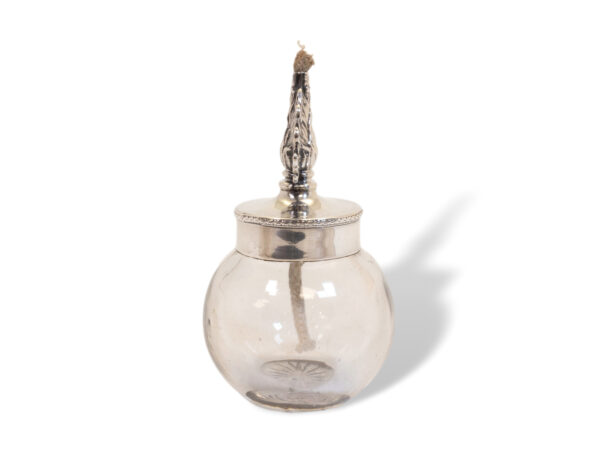 Side of the Sterling Silver and Glass Grenade Table Lighter