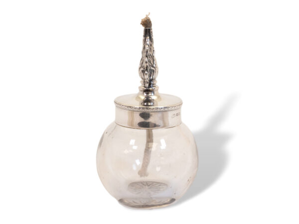 Side of the Sterling Silver and Glass Grenade Table Lighter