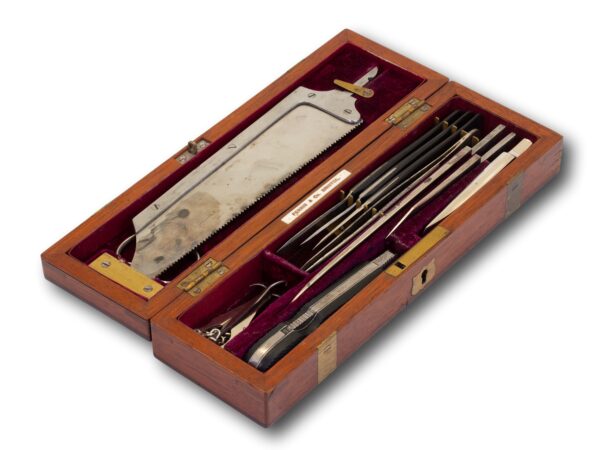 Front overview of the Mahogany Travelling Field Surgeons Box open