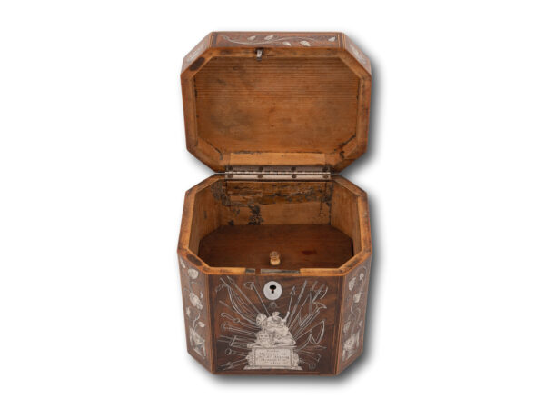 Front overview of the Admiral Nelson Commemorative Tea Caddy with the lid up