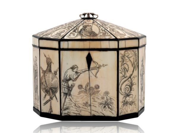 Front of the Ivory Historical Figures Tea Caddy