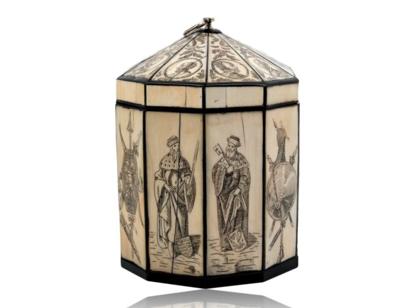 Side of the Ivory Historical Figures Tea Caddy