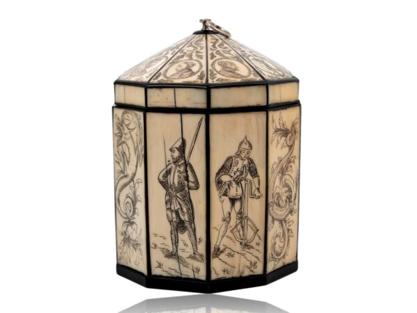 Side of the Ivory Historical Figures Tea Caddy