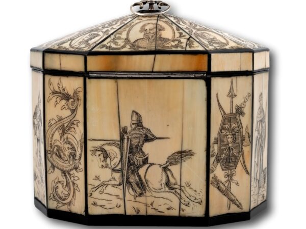 Rear of the Ivory Historical Figures Tea Caddy