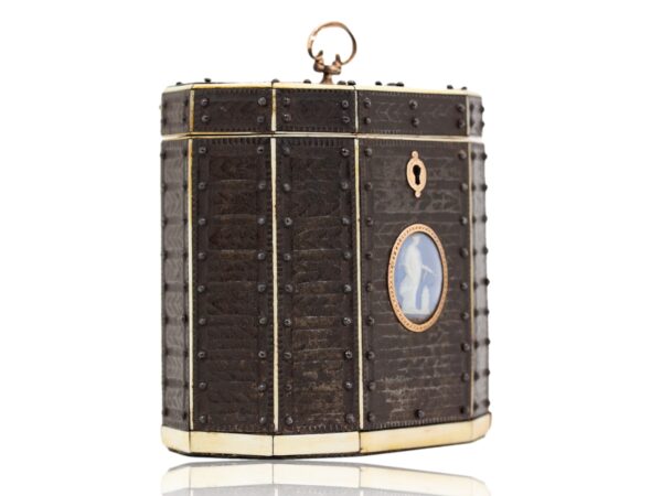 Side overview of the Steel Cut Tea Caddy