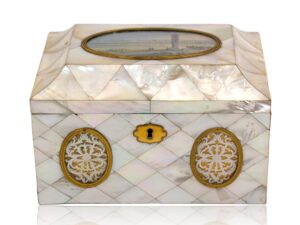 Front of the Austrian Mother of Pearl Sewing Box Balthasar Wigand