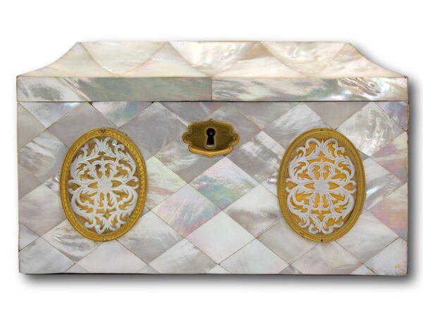 Front of the Austrian Mother of Pearl Sewing Box Balthasar Wigand